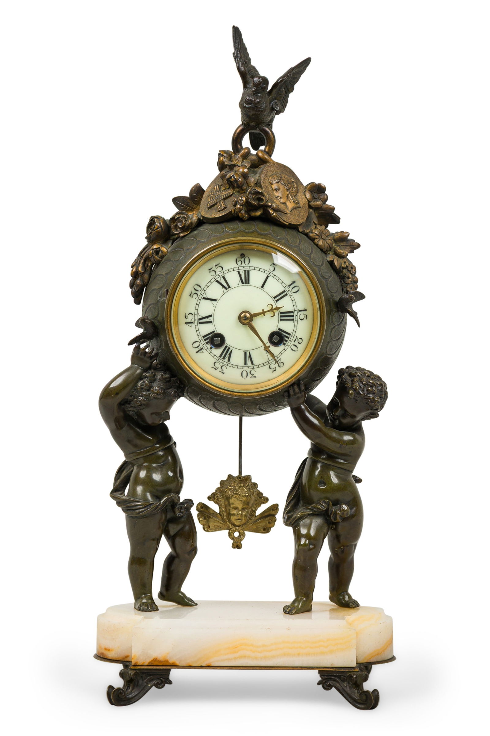 French Style Bronze/Onyx Mantel Clock (1 of 11)
