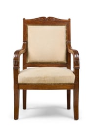 French Empire Mahogany Fauteuil