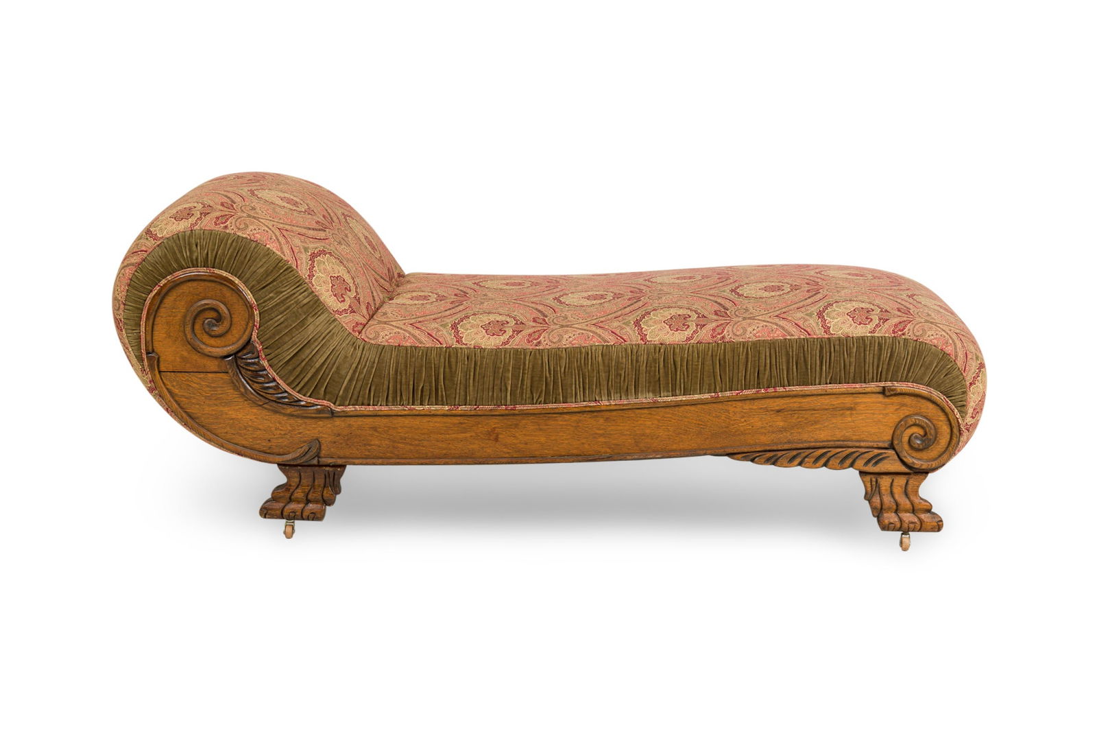 American Victorian Multi-Colored Upholstered Recamier (1 of 9)