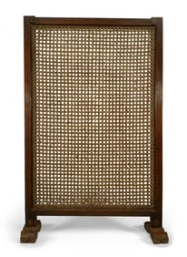 African Hardwood Screen with Wicker Panel