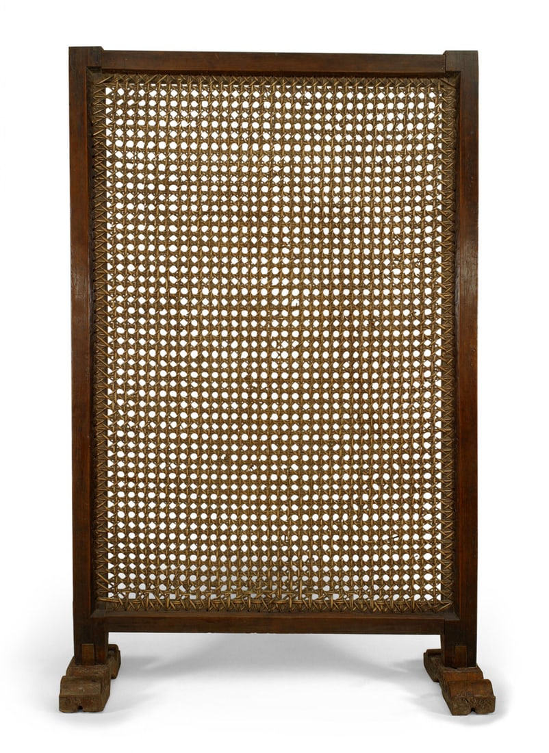 African Hardwood Screen with Wicker Panel (1 of 3)