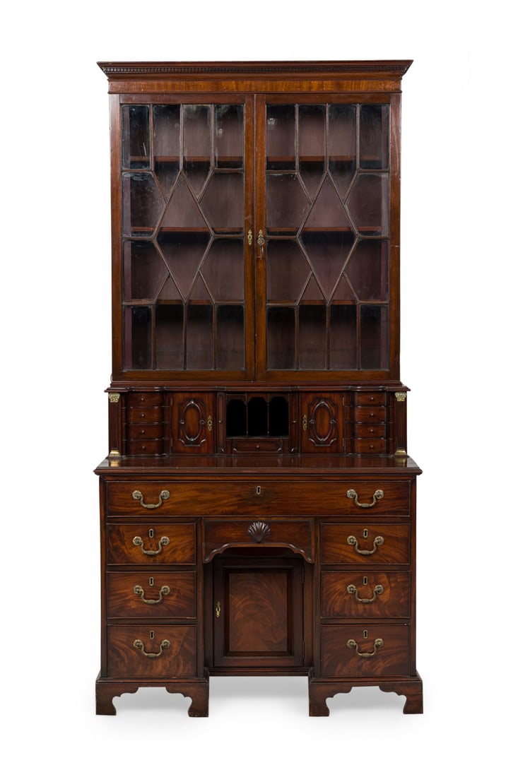 English Mahogany Kneehole Secretary Bookcase (1 of 20)