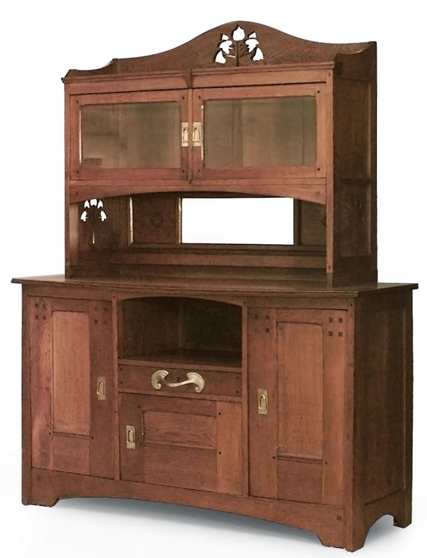 Lean Jallot (attrib), Arts and Crafts oak cupboard (1 of 6)