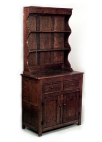 English Country Style Dark Oak Hutch Cabinet