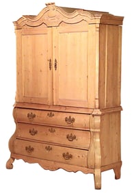 Continental Dutch Provincial Style Stripped Pine Cabinet