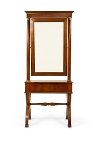 Austrian Biedermeier Cherrywood Cheval Mirror