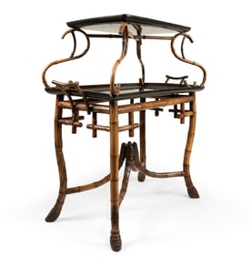 English Victorian Bamboo Two Tier Table