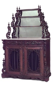 John Henry Belter (attrib), Victorian Style rosewood sideboard cabinet