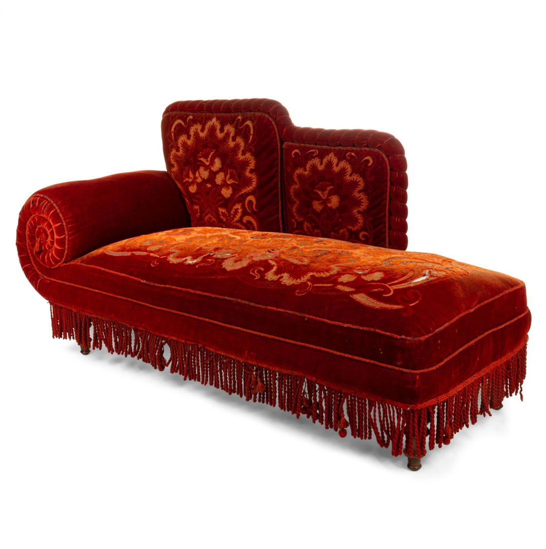 Victorian Style Rust Velvet Recamier (1 of 8)