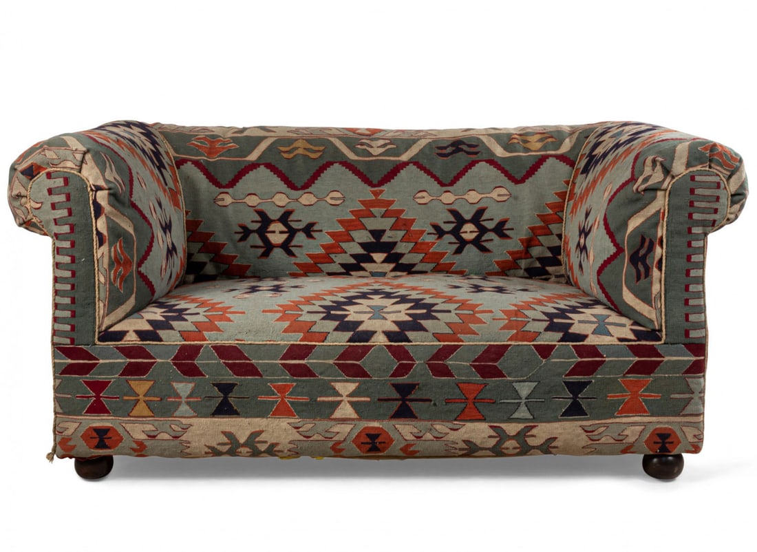 Victorian Style Turkish Kilim Loveseat (1 of 10)