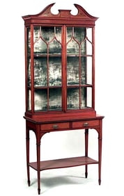 English Sheraton Style Satinwood and Glass Cabinet