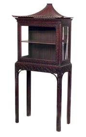 Chinese Chippendale Style Mahogany Curio Cabinet