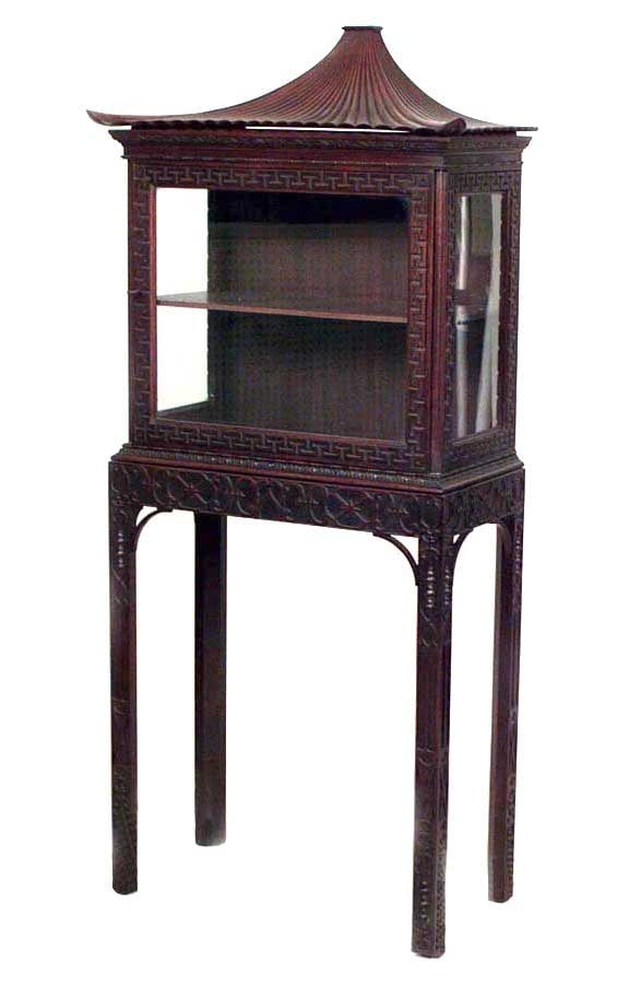 Chinese Chippendale Style Mahogany Curio Cabinet (1 of 1)