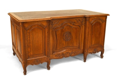 French Louis XV Style Provincial Oak Kneehole Desk