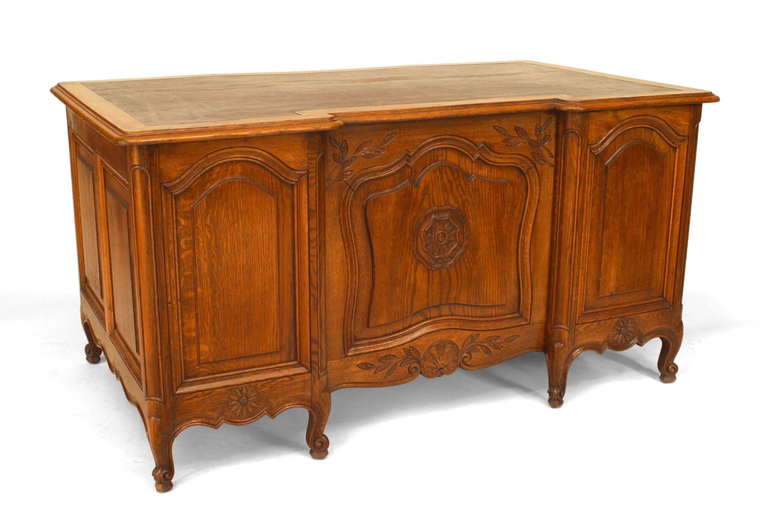 French Louis XV Style Provincial Oak Kneehole Desk (1 of 3)