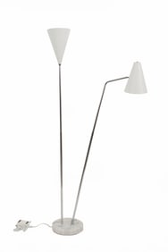 Pair of Contemporary Chrome Two Post Floor Lamps