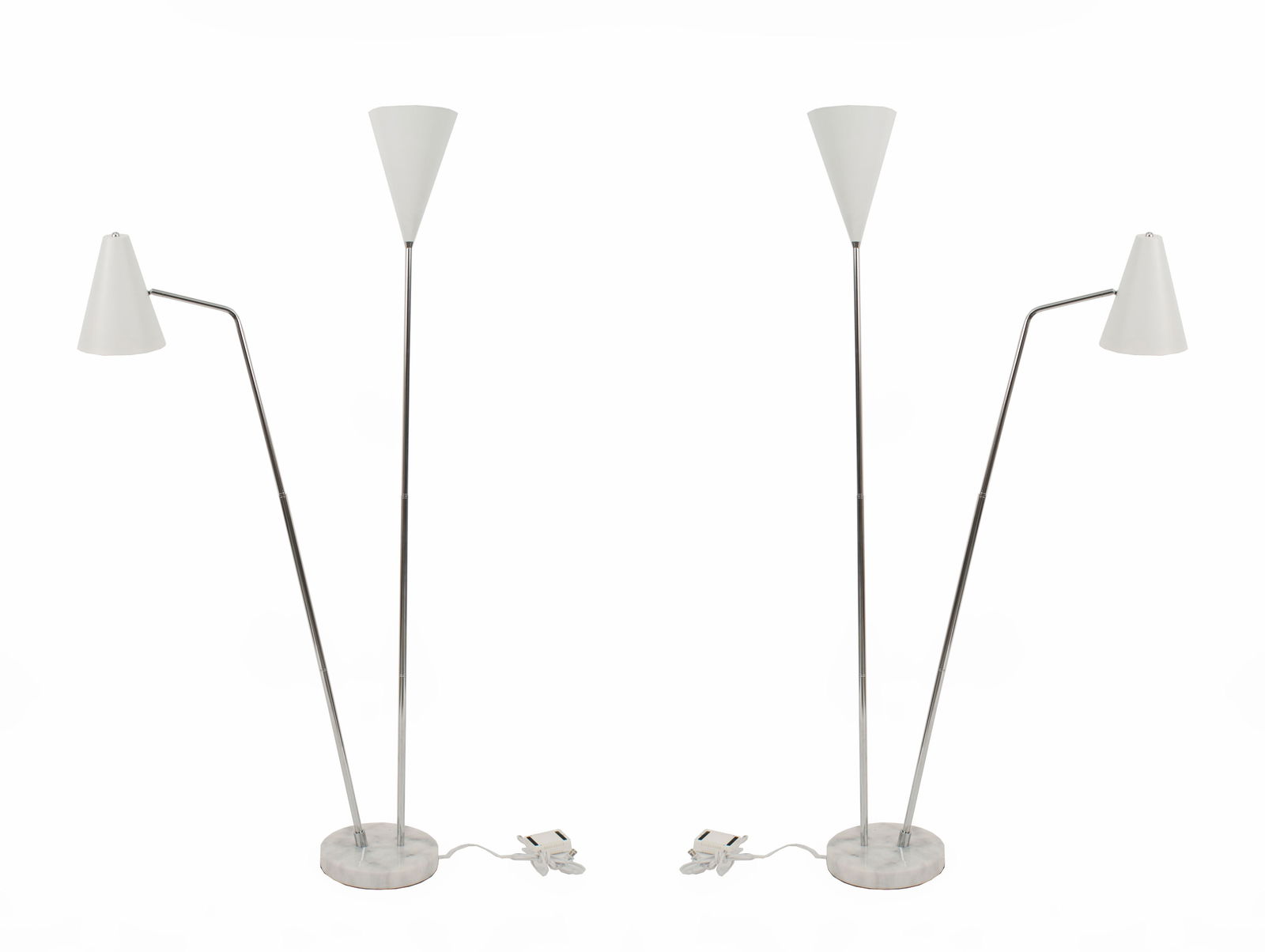 Pair of Contemporary Chrome Two Post Floor Lamps (1 of 2)
