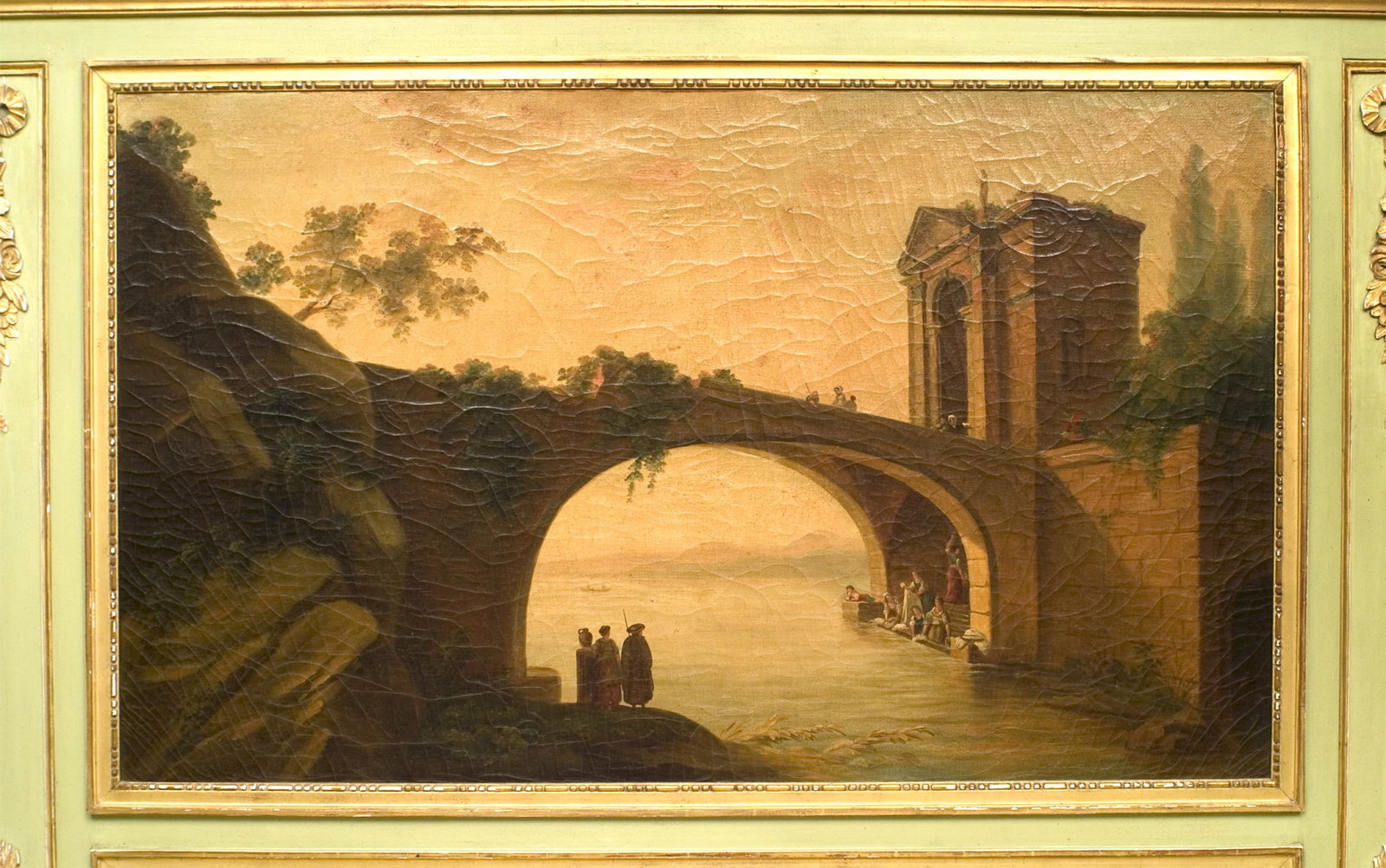 Italian Venetian Style Painted Scene Trumeau / Wall Mirror (1 of 5)