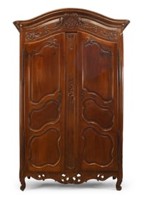 French Provincial Carved Walnut Armoire