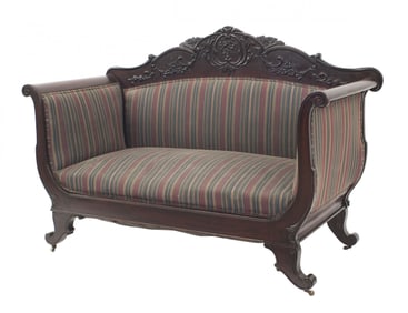 English Victorian Striped Loveseat