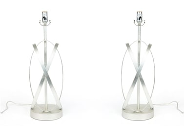 Pair of Contemporary Silver Leaf Table Lamps