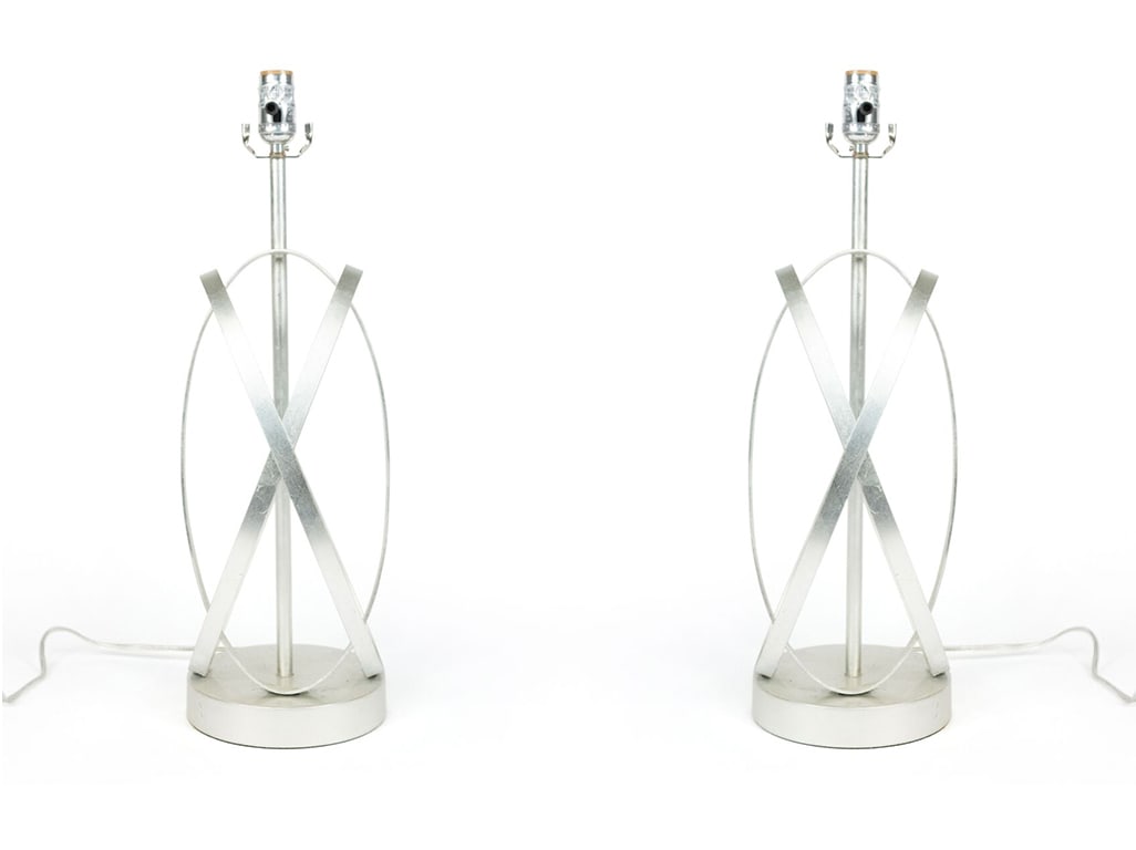 Pair of Contemporary Silver Leaf Table Lamps (1 of 9)