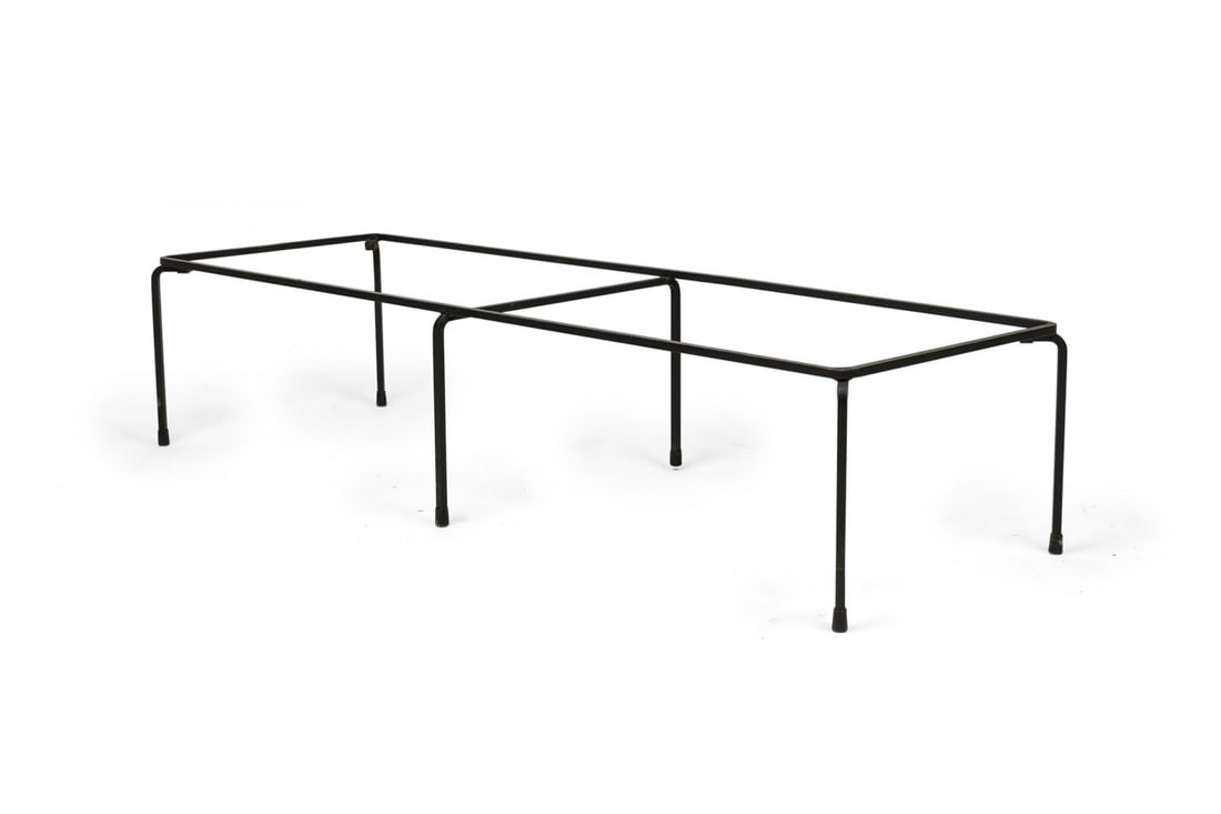 John Salterini Mid-Century Wrought Iron and Stone Rectangular Coffee Table (1 of 4)