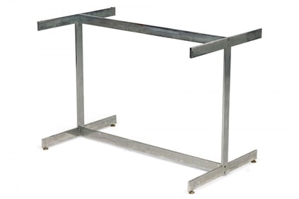 Milo Baughman attrib Mid-Century American Silver Metal I-Bar Dining Table with Glass Top