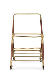 MId-Century Brass and Mahogany Bar Cart