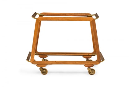 Mid-Century Teak and Brass Serving Trolley