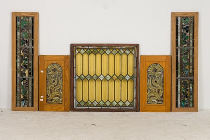 Collection of Various American Framed Stained Glass Panels