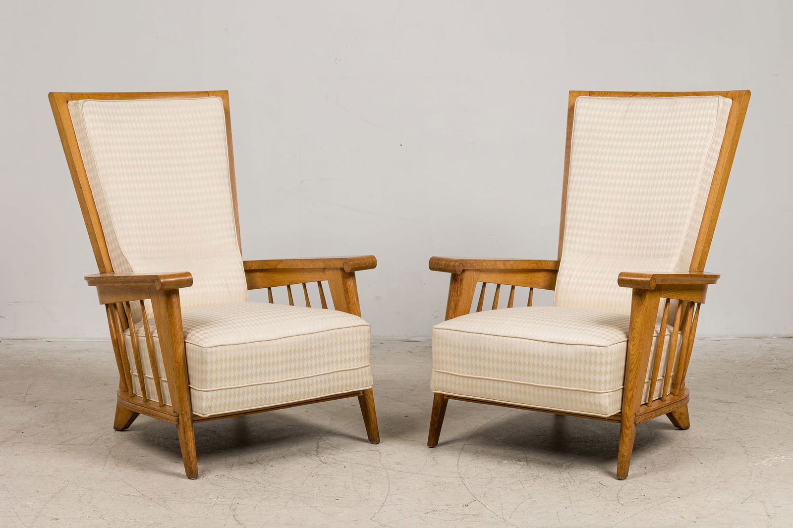Jacques Adnet (Attrib), Pair Oak Fauteuils (1 of 14)