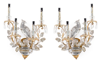 Maison Bagues (Attrib), Pair "Perroquet" Sconces