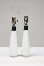 Carl Fagerlund For Orrefors, (2) White Glass Lamps