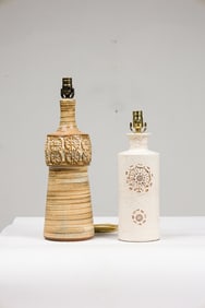 (2) Modern Scandinavian Stoneware Table Lamps