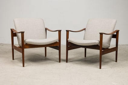 Fredrik Kayser, Pair Rosewood Lounge Chairs