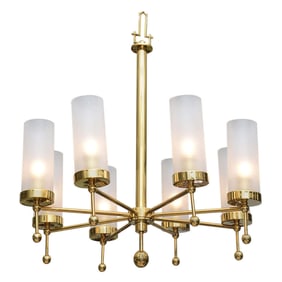 Modernist Brass Eight-Arm Chandelier