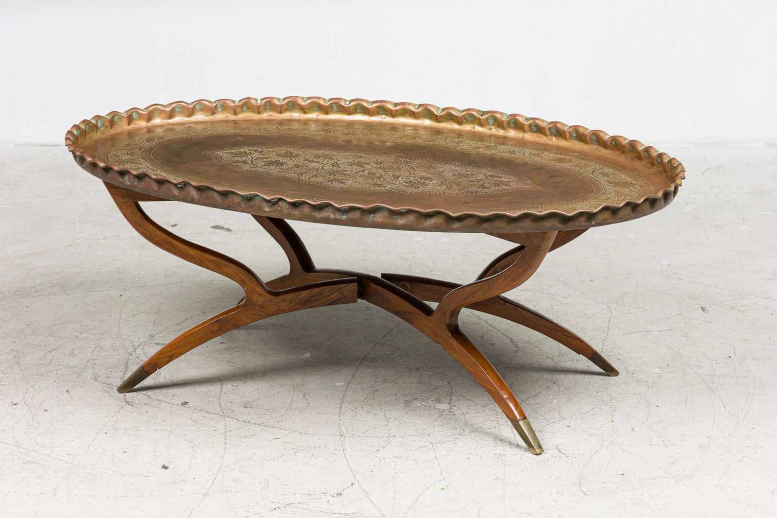 Mid Century Moroccan Brass Tray Table (1 of 11)