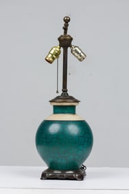 Camark Pottery, Art Deco Crackle Vase Lamp