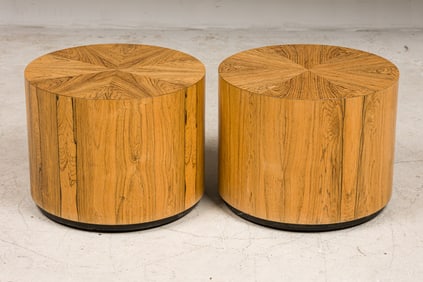 Harvey Probber, Pair Rosewood Drum Side Tables
