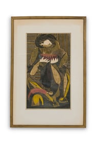 Koloman Sokol, Expressionist Woodblock Print, 1953