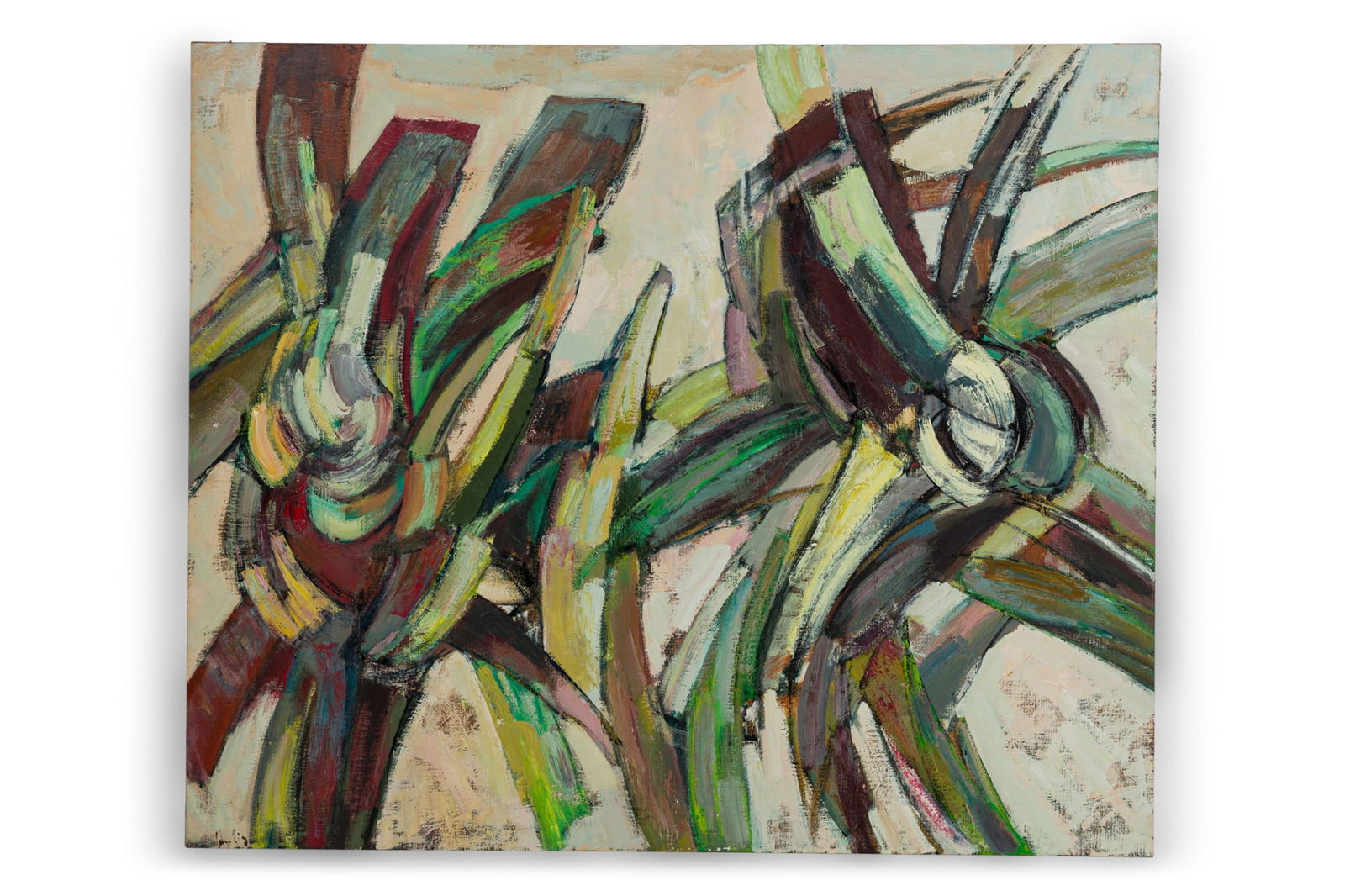 Erwin Wending, Large Oil On Canvas: Erwin Wending (American, 1914-1993), Untitled Abstract Expressionist painting, signed lower left, unframed, 51"h x 60"w (canvas) Similar: Esteban Vicente, Michael Goldberg, Perle Fine, Robert Goodnoug