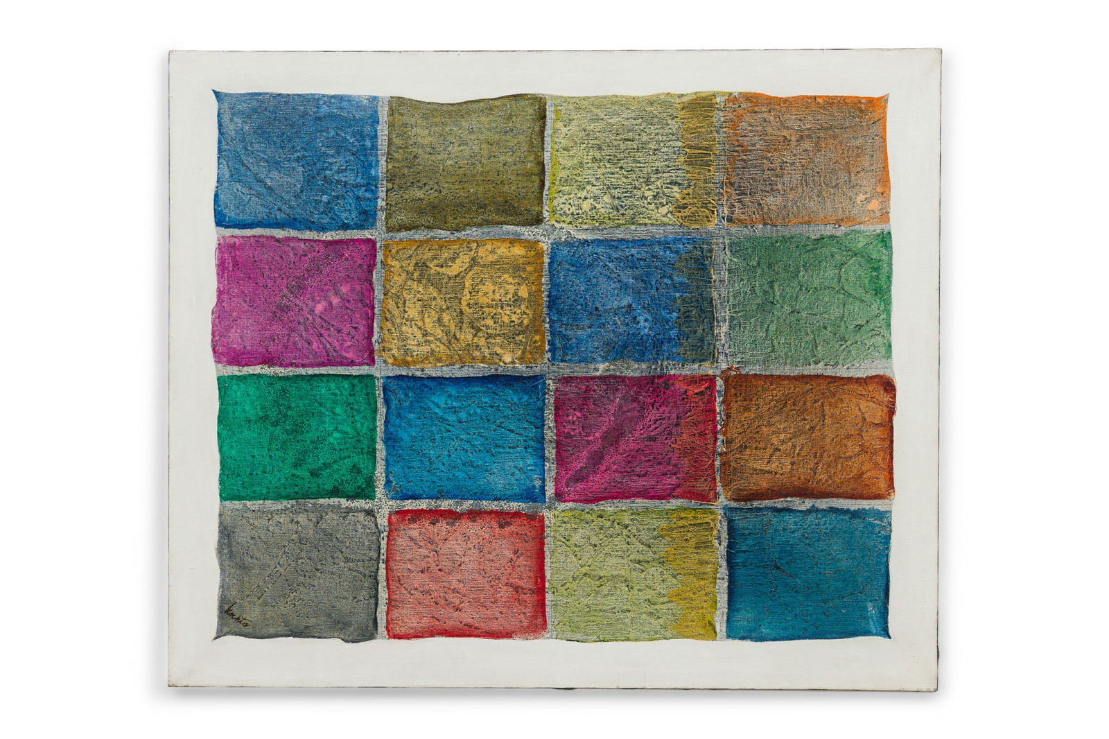 Ruth Martha Kochta, Large Oil On Canvas, 1975: Ruth Martha Kochta (American, 1924-2003), "Varied Repetitions", signed, titled and dated verso, unframed, 40"h x 48"w (canvas) Similar: Helen Frankenthaler, Lee Krasner, Jackson Pollock, Mark Rothko,