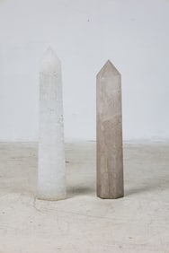 (2) Monumental Rock Crystal Obelisks