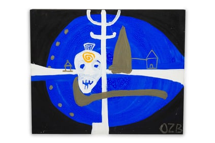 Ouattara Watts, Oil On Boxcrate Panel, 1993