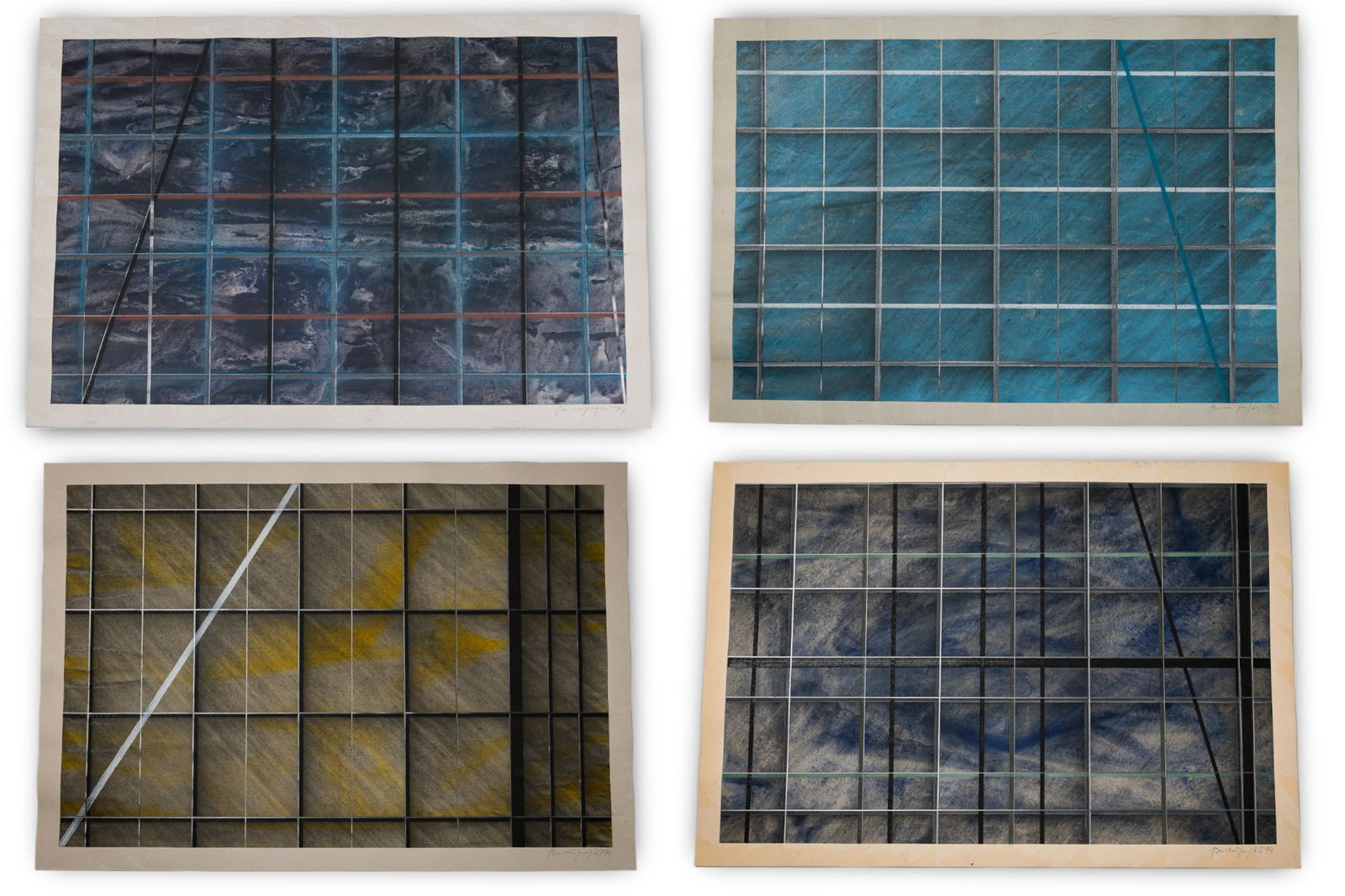 Joshua (Jerzy) Budziszewski Benor, (4) Mixed Media Drawings,1994 (1 of 20)