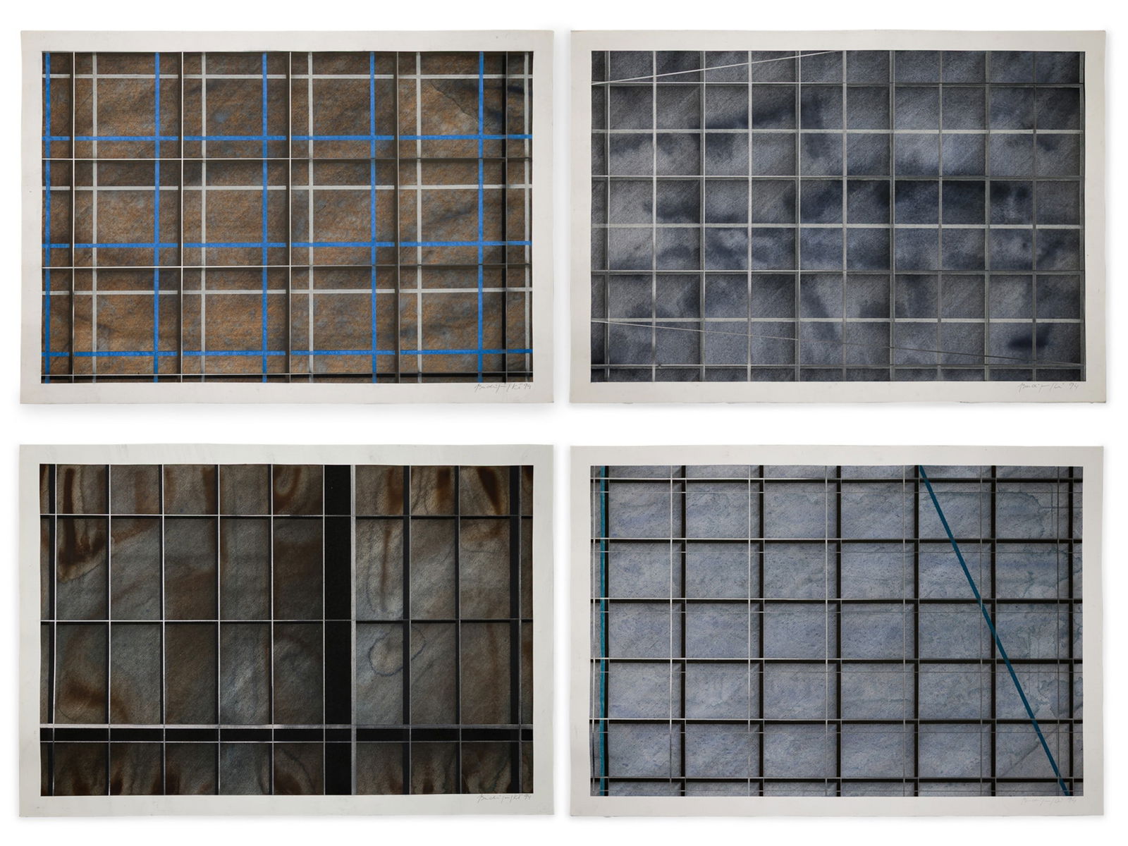 Joshua (Jerzy) Budziszewski Benor, (4) Mixed Media Drawings,1994 (1 of 20)