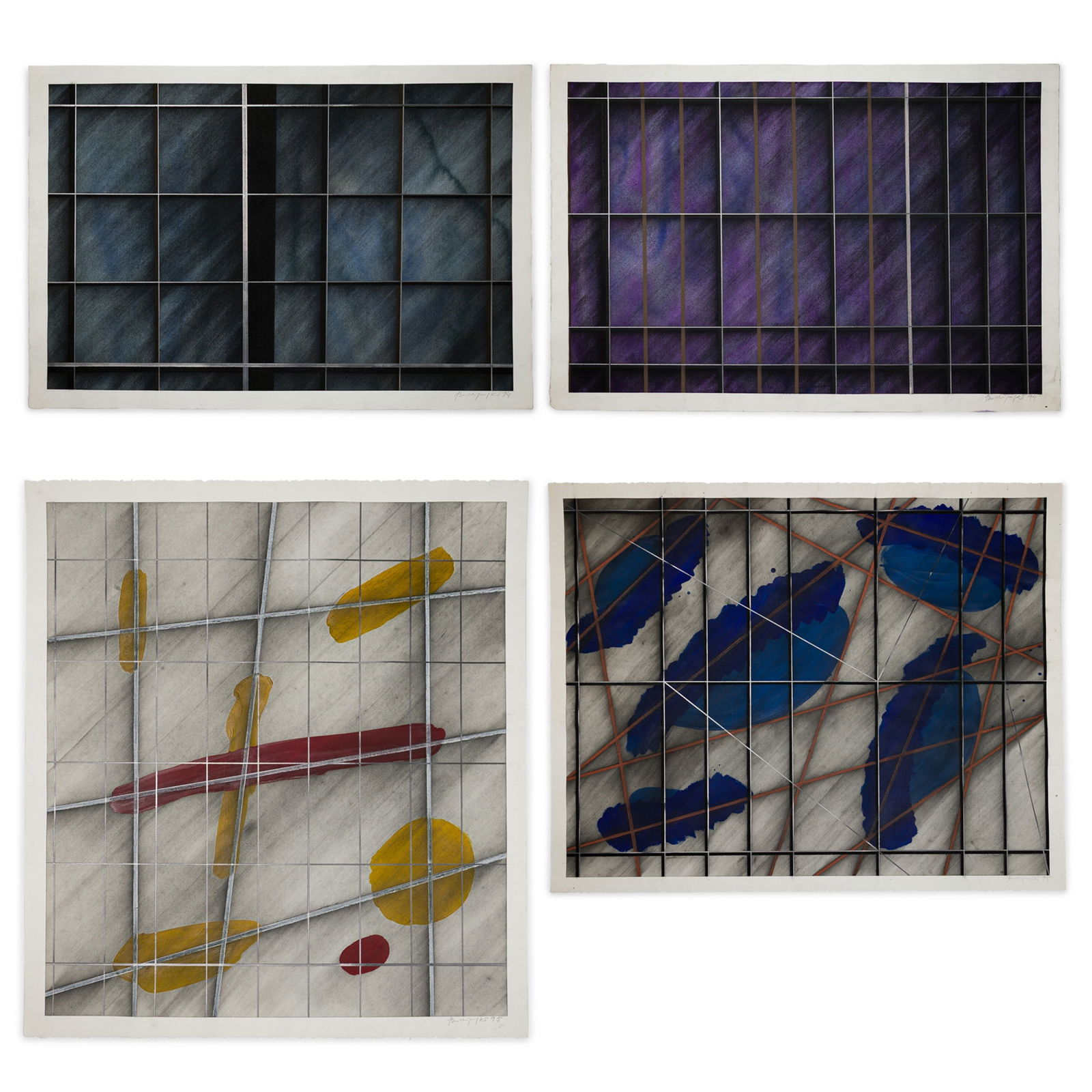 Joshua (Jerzy) Budziszewski Benor, (4) Mixed Media Drawings,1994, (1 of 18)