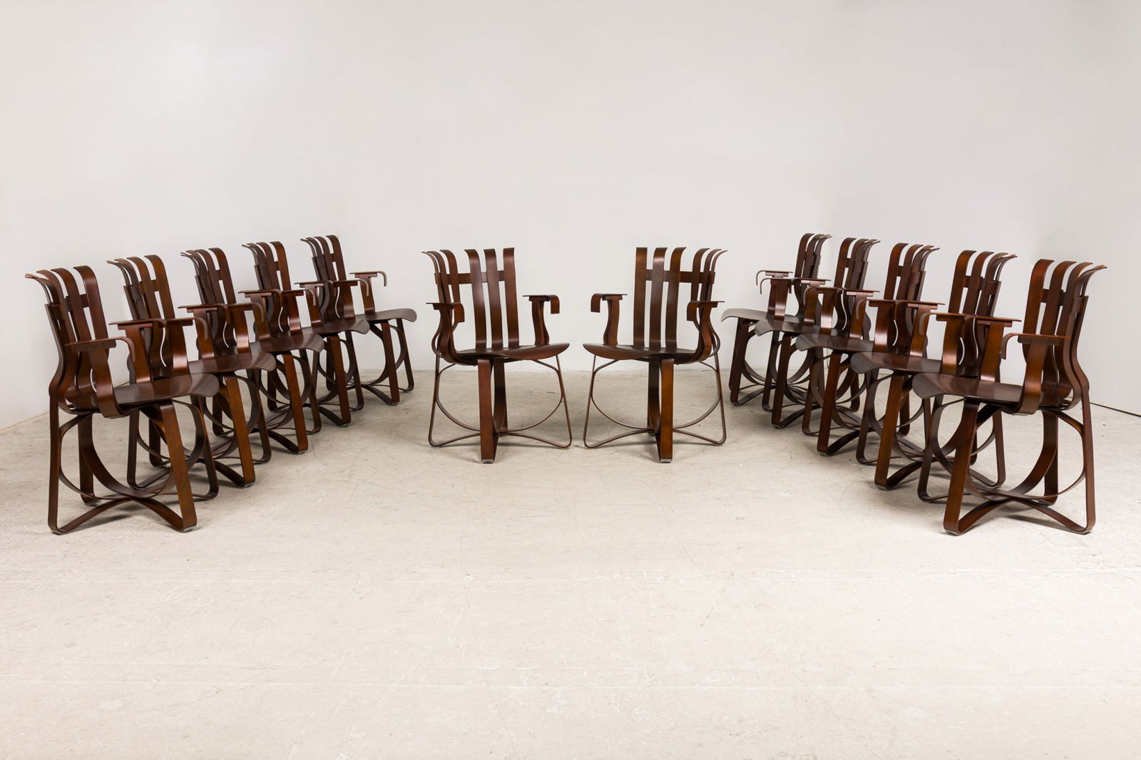 Frank Gehry, (12) "Hat Trick" Side Chairs (1 of 2)