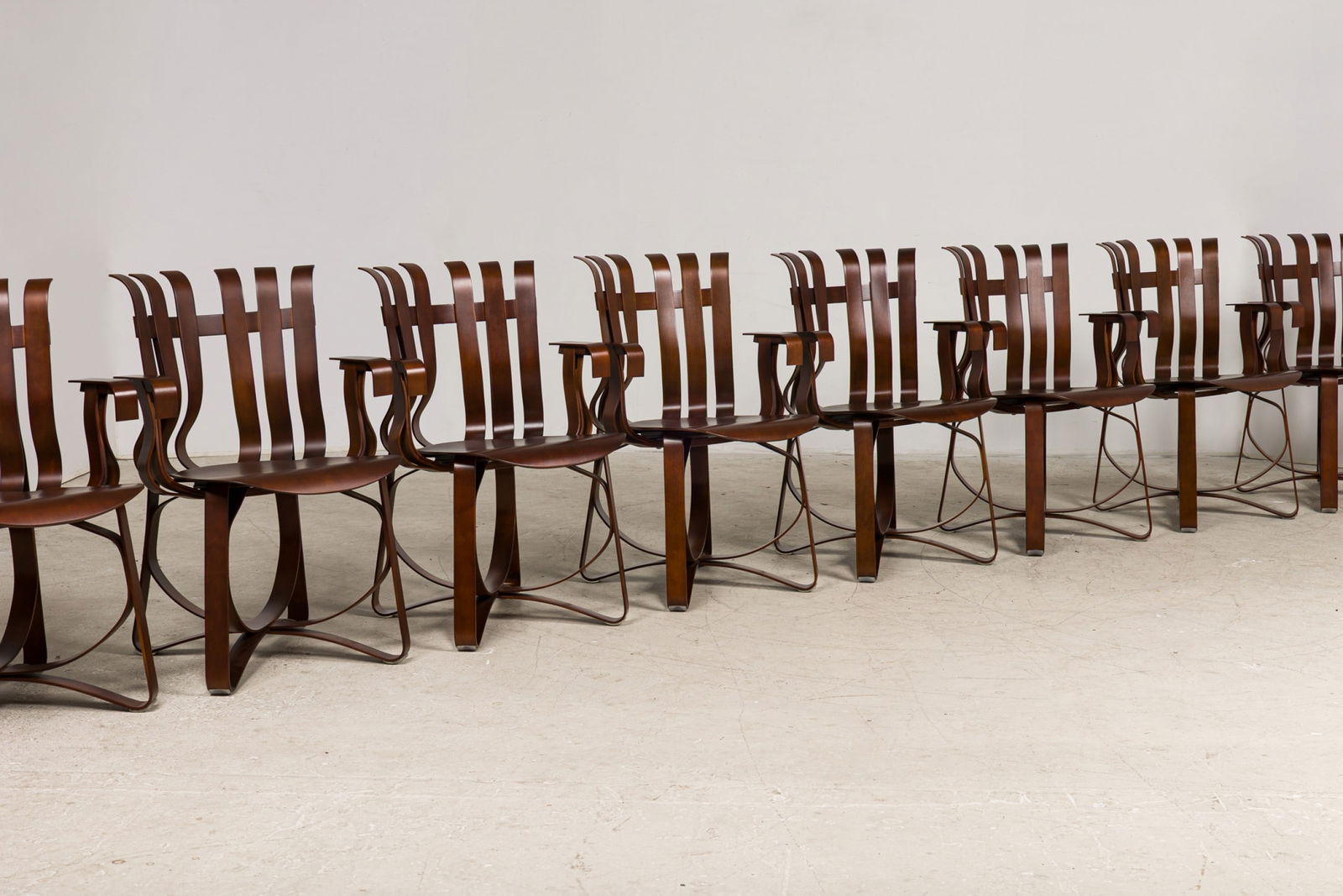 Frank Gehry, (8) "Hat Trick" Side Chairs (1 of 2)